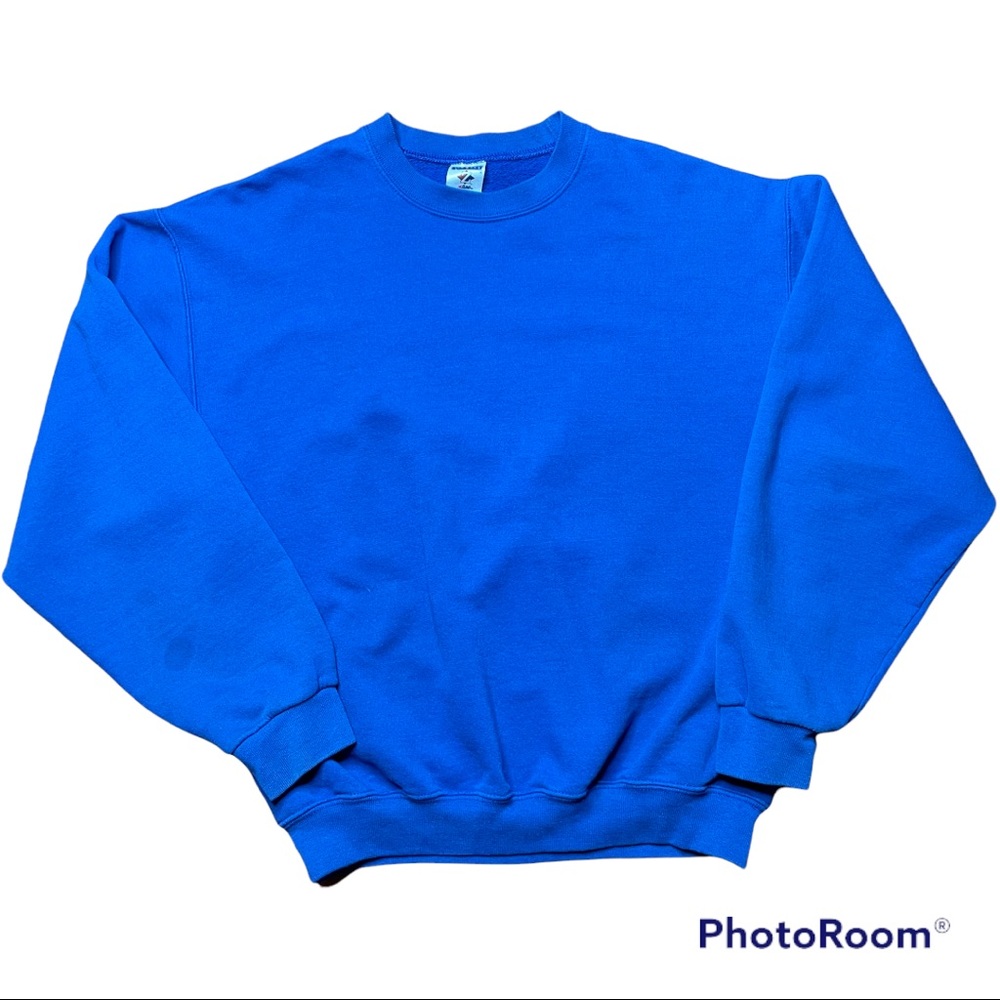 Vintage Jerzees Unisex Electric Blue Crewneck Long Sleeve Sweatshirt Size Medium